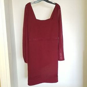 Rainbow Iris Burgundy Red Mesh Dress 3x